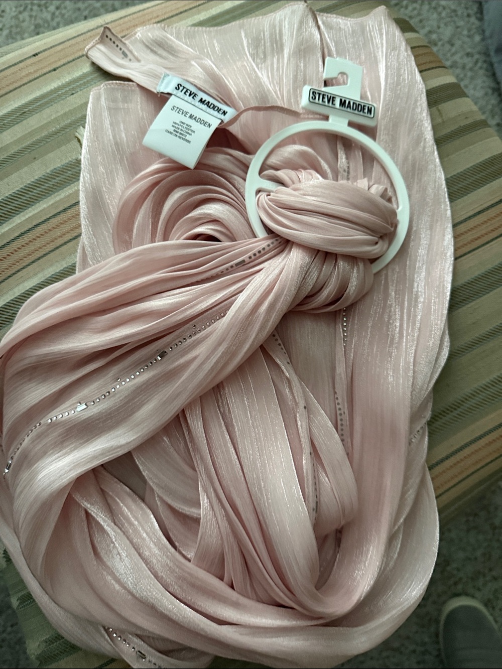 NWT Steve Madden Blush Pink Scarf Rhinestone Detail